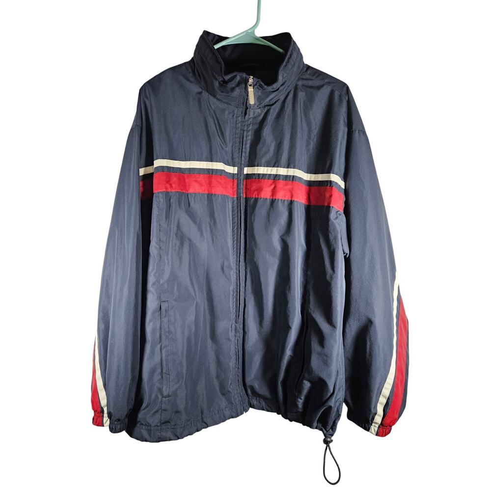 Tek Gear Windbreaker Men's Jacket Navy Blue Full Zip Hood in Collar Size‎ M